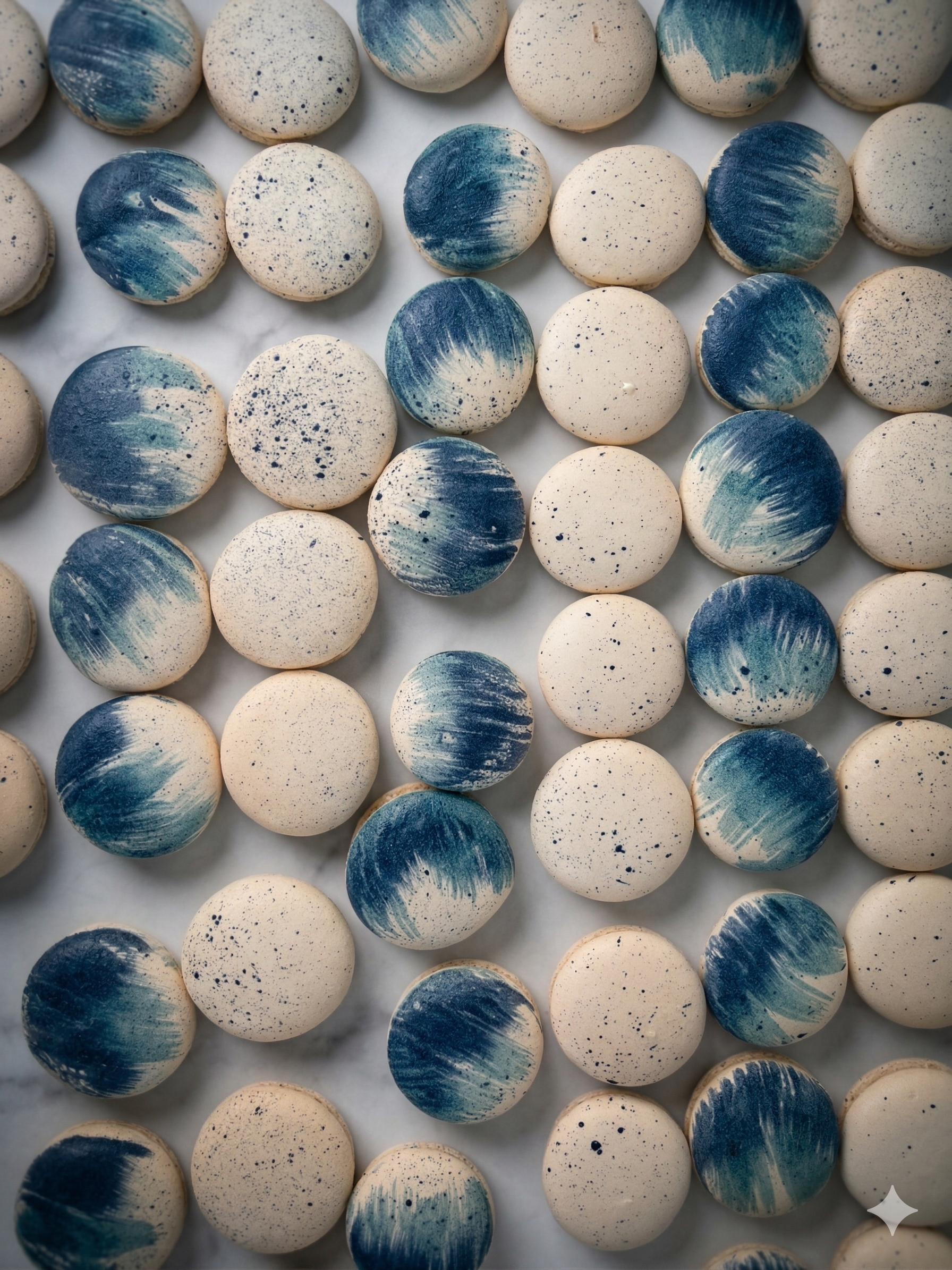 Blue marbled macarons